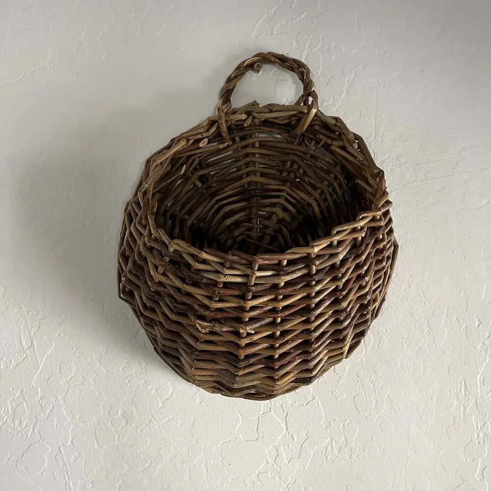 Wall Pocket Wicker Basket 12